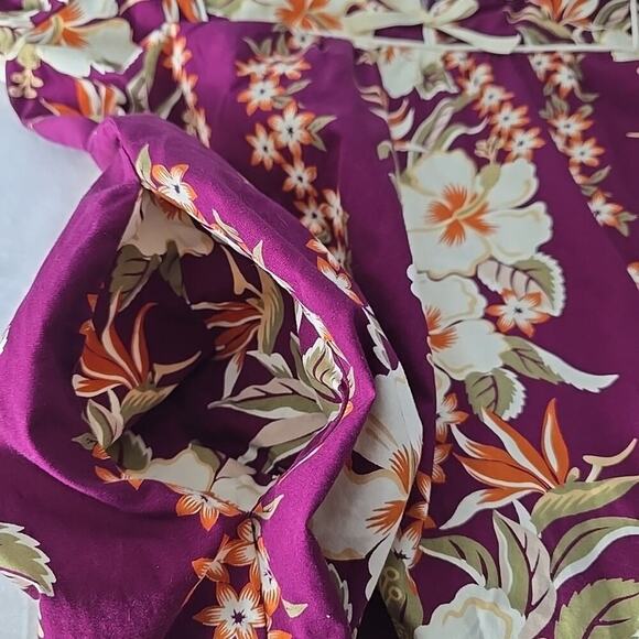 T&L Muumuu Factory Purple Orange Hawaiian Hibiscus Midi Flowy Dress‎ Large Aloha - Picture 7 of 10